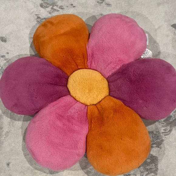 Tabitha Webb Tangerine Oversized Flower Throw Plush Pillow - Picture 2 of 8